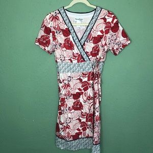 Red, White and Blue Floral Wrap Dress Size 14